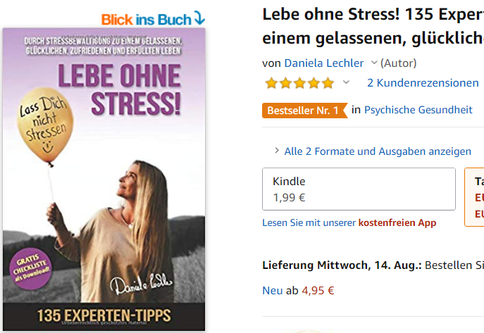 Amazon-Bestseller: Buch von Daniela Lechler zum Thema Stress und Stressbewältigung Lebe ohne Stress 135 Experten Tipps zur Stressbewältigung