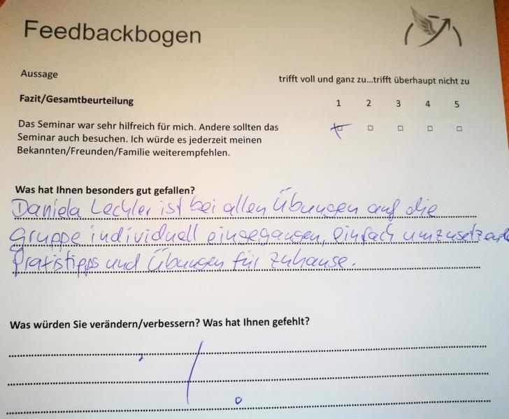 Referenzen für das Seminar den Stress fest im Griff, Stressbewältigung und Resilienz mit Daniela Lechler Marketingberatung & Coaching