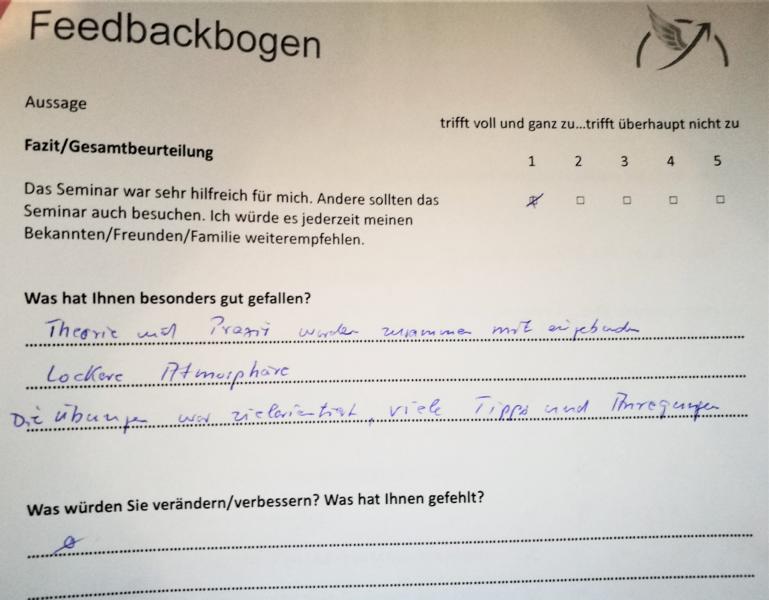 Feedback Seminar den Stress fest im Griff, Stressbewältigung und Resilienz mit Daniela Lechler Marketingberatung & Coaching