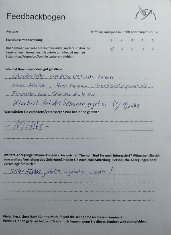 Referenz von der Reha Offenburg Seminar und Firmen Schulung: Gestärkt dem Stress begegnen – Selbstfürsorge in turbulenten Zeiten zum Thema: Stress, Stressmanagement, Stressbewältigung und Resilienz mit Daniela Lechler Marketingberatung & Coaching